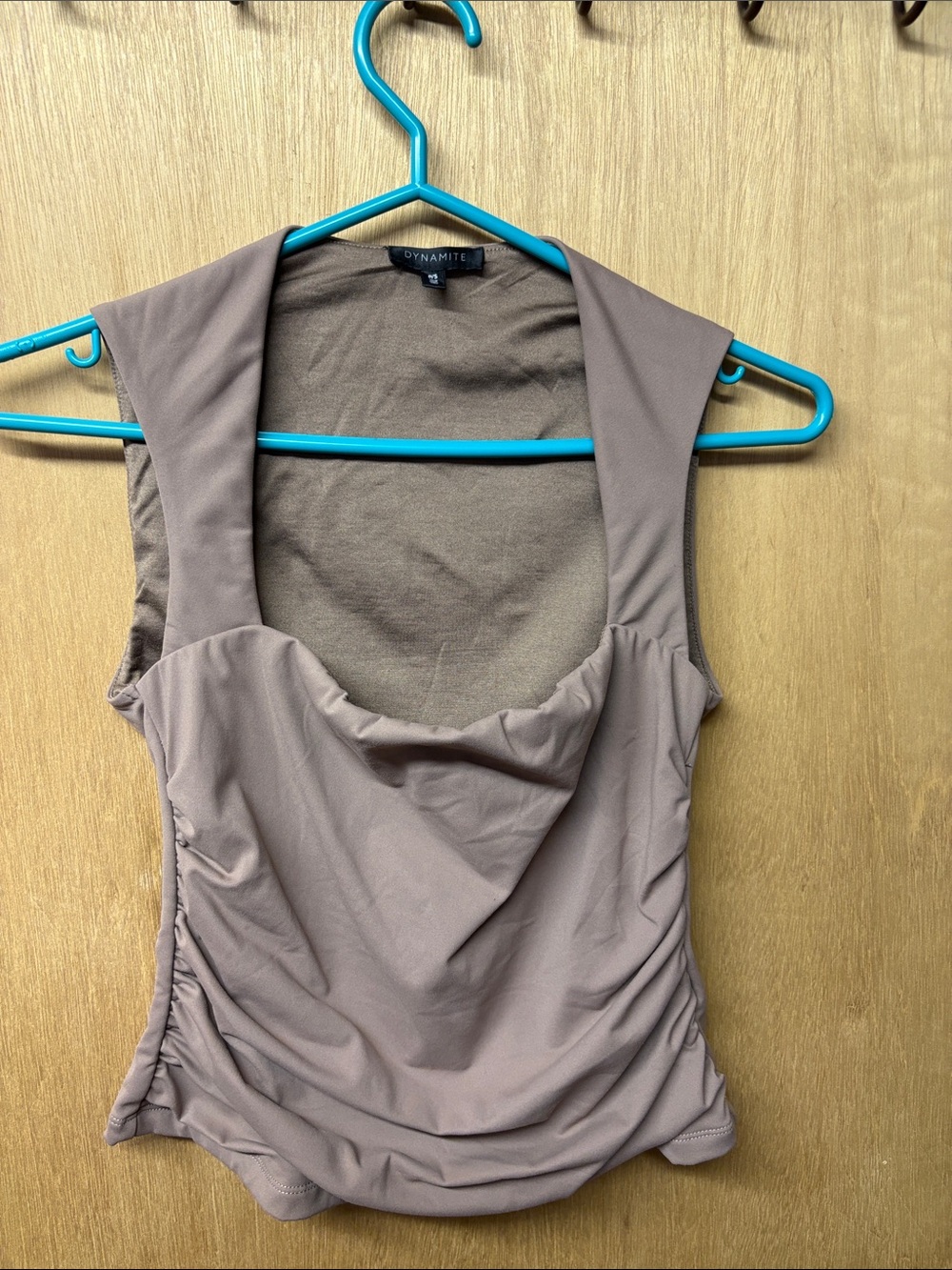 Dynamite Taupe Draped Ruched Camisole
